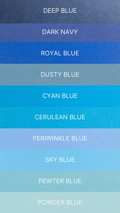 Shades of Blue - Plain Cardstock Swatches