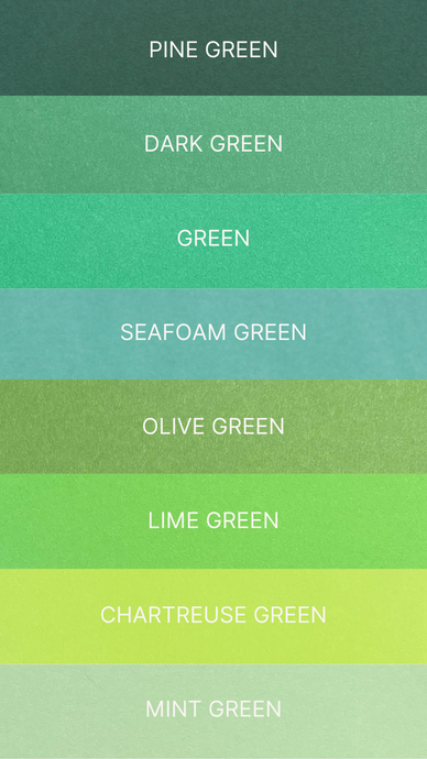 Shades of Green - Plain Cardstock Swatches