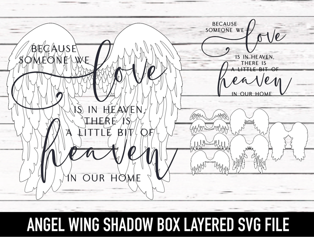 Angel Wing Shadow Box - Angel Wing Layered File - SVG download - Digital Download - CelebrationWarehouse